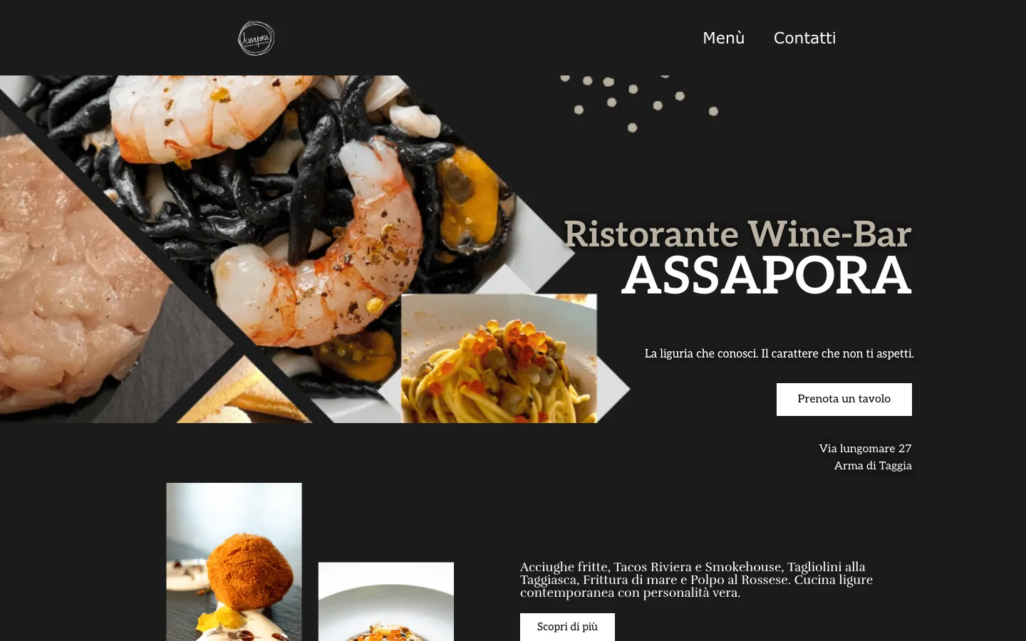 Home page del sito di Ristorante Assapora